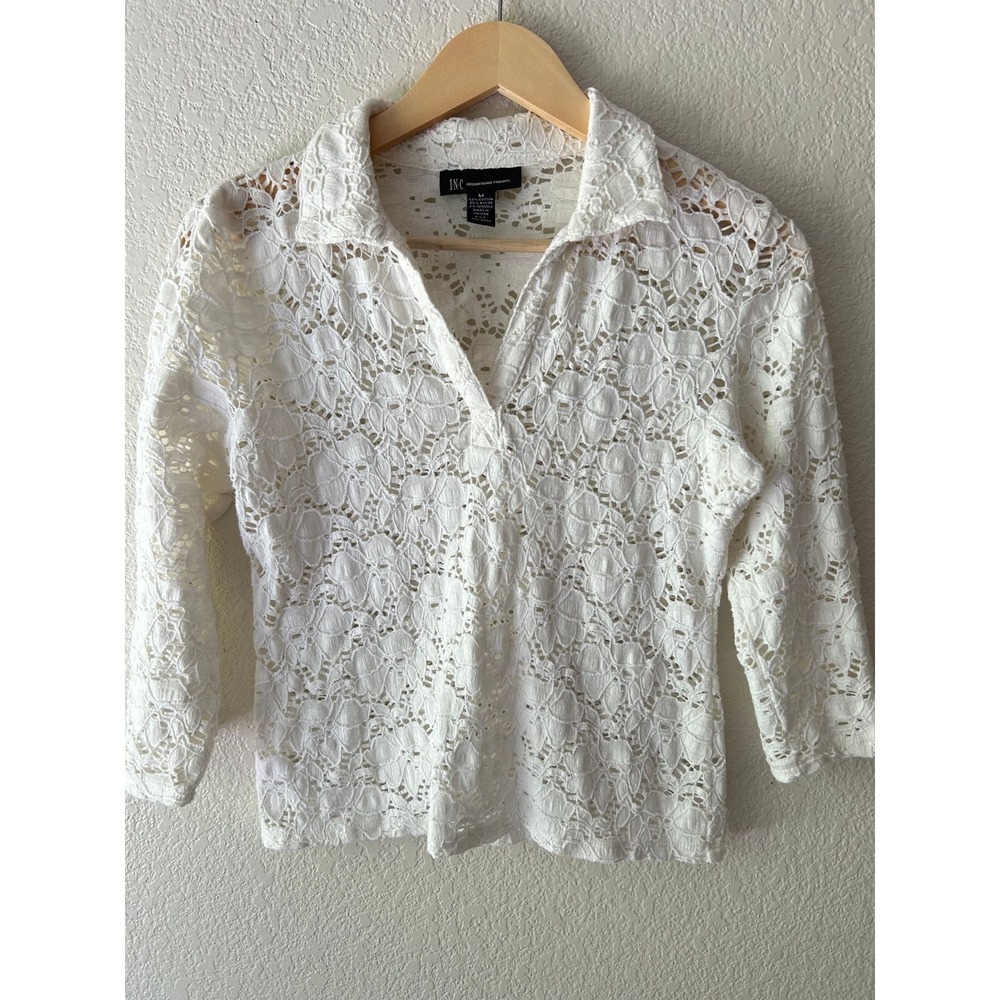Vineyard Morning | INC Ivory Floral Lace Blouse